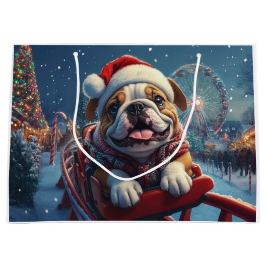 Bulldog Roller Onderzetter Kerst Groot Cadeauzakje (Voorkant)