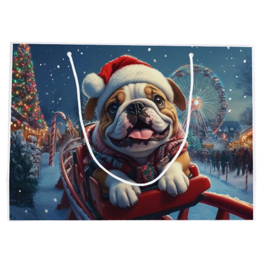 Bulldog Roller Onderzetter Kerst Groot Cadeauzakje (Achterkant)