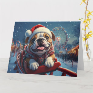 Bulldog Roller Onderzetter Kerst Kaart