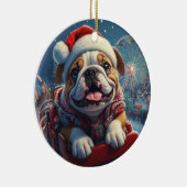Bulldog Roller Onderzetter Kerst Keramisch Ornament (Rechts)
