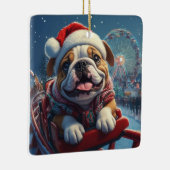 Bulldog Roller Onderzetter Kerst Keramisch Ornament (Rechts)