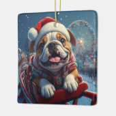 Bulldog Roller Onderzetter Kerst Keramisch Ornament (Links)