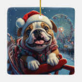 Bulldog Roller Onderzetter Kerst Keramisch Ornament (Achterkant)