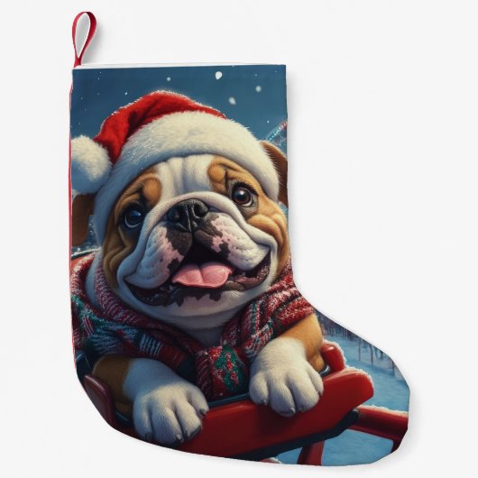 Bulldog Roller Onderzetter Kerst Kleine Kerstsok (Voorkant)