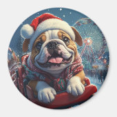 Bulldog Roller Onderzetter Kerst Magneet (Voorkant)