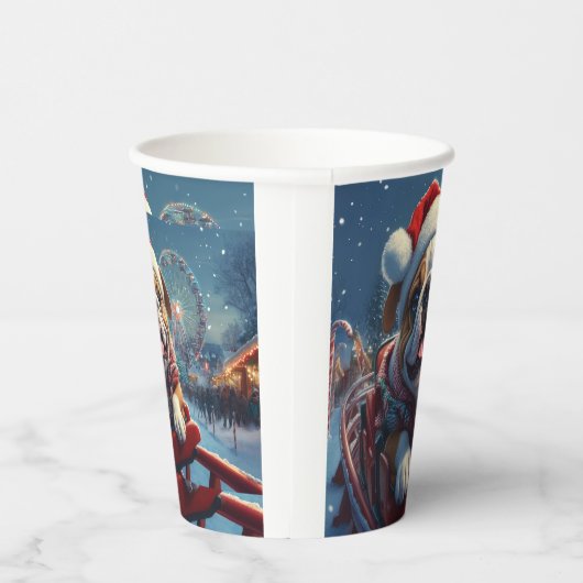 Bulldog Roller Onderzetter Kerst Papieren Bekers (Rechts)