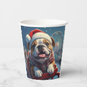 Bulldog Roller Onderzetter Kerst Papieren Bekers (Voorkant)