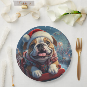 Bulldog Roller Onderzetter Kerst Papieren Bordje