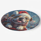 Bulldog Roller Onderzetter Kerst Papieren Bordje (Gekanteld)