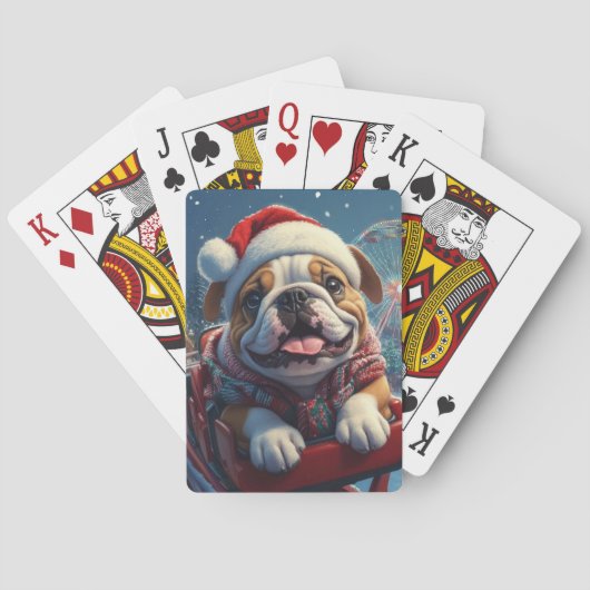 Bulldog Roller Onderzetter Kerst Pokerkaarten (Achterkant)