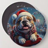 Bulldog Roller Onderzetter Kerst Ronde Button 6,0 Cm (Voorkant /achterkant)