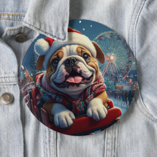 Bulldog Roller Onderzetter Kerst Ronde Button 6,0 Cm