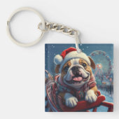 Bulldog Roller Onderzetter Kerst Sleutelhanger (Voorkant)