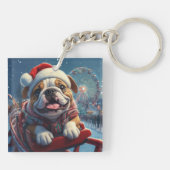 Bulldog Roller Onderzetter Kerst Sleutelhanger (Achterkant)