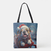 Bulldog Roller Onderzetter Kerst Tote Bag (Achterkant)