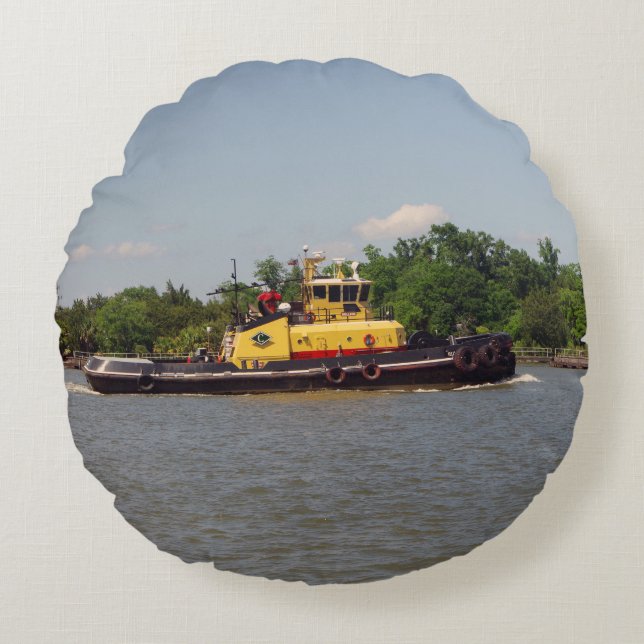 Bulldog rond kussen (Voorkant)