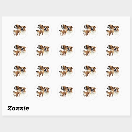 Bulldog Ronde Sticker (Vel)
