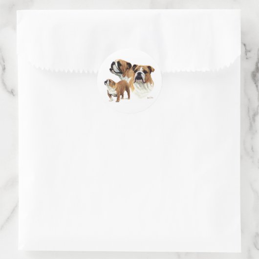 Bulldog Ronde Sticker (Tas)