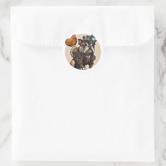 Bulldog Ronde Sticker (Tas)