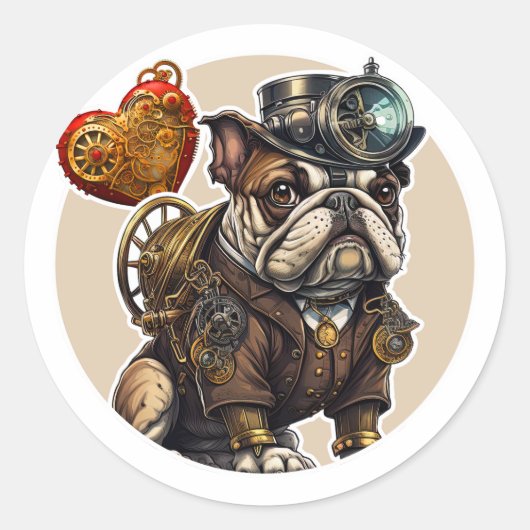 Bulldog Ronde Sticker (Voorkant)