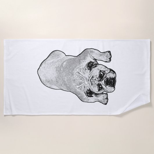 Bulldog Rust Zonnehanddoek Strandlaken (Voorkant)
