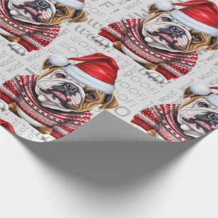 Bulldog Santa Christmas voor Hondenliefhebbers Cadeaupapier