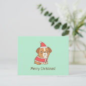 Bulldog Santa Claus Funny Merry-Briefkaart voor ke Briefkaart (Staand voorkant)