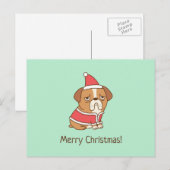 Bulldog Santa Claus Funny Merry-Briefkaart voor ke Briefkaart (Voorkant / Achterkant)