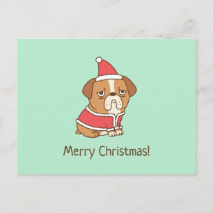 Bulldog Santa Claus Funny Merry-Briefkaart voor ke Briefkaart