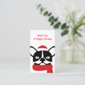 Bulldog Santa Greeting Visitekaartje (Staand voorkant)