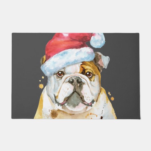 Bulldog Santa Hat Deurmat (Voorkant)