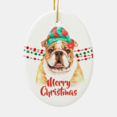 Bulldog Santa Hat Holiday String Beads Keramisch Ornament (Achterkant)