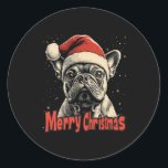 Bulldog Santa Hat Merry Christmas Xmas Hondenliefh Ronde Sticker<br><div class="desc">Bulldog Santa Hat Vrolijk Kerstfeest Xmas Hondenliefhebber Pajama</div>