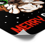 Bulldog Santa Hoed Kerstmis Pyjama Hond X-mas Boom Poster (Hoek)