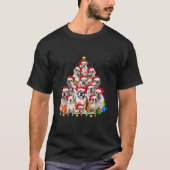 Bulldog Santa kerstboom verlichting jongens meisje T-shirt (Voorkant)