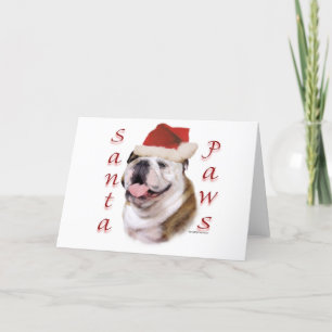 Bulldog Santa Paws Feestdagen Kaart