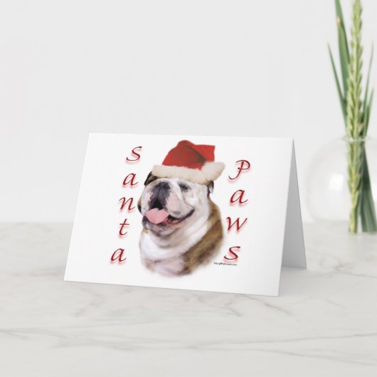 Bulldog Santa Paws Feestdagen Kaart (Voorkant)