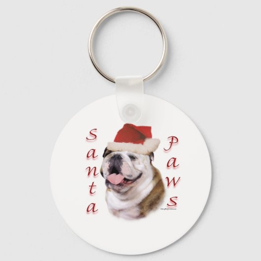 Bulldog Santa Paws Sleutelhanger (Voorkant)