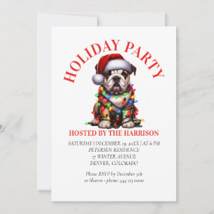 Bulldog Schattige Aquarel Hond Kerst Wensen Kaart