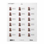 Bulldog Schattigee Waterverf Hondenkerstwensen Etiket (Full Sheet)