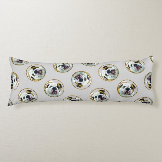 Bulldog Schilderen Rood en Wit Engels Pet Dog Art Lichaamskussen (Voorkant)