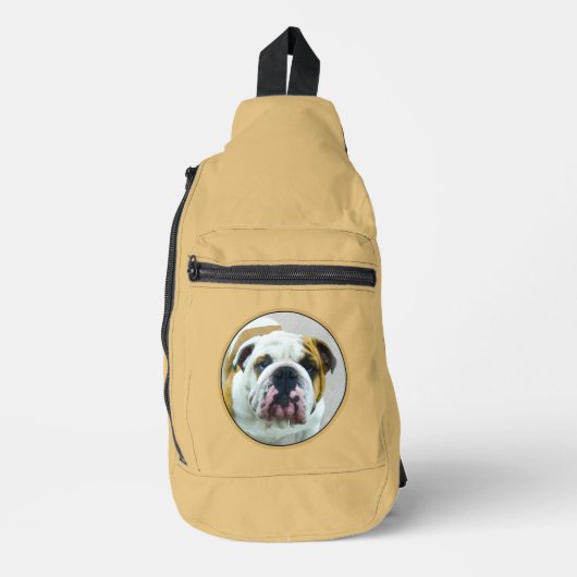 Bulldog Schilderen Rood en Wit Engels Pet Dog Art Sling Bag (Voorkant)