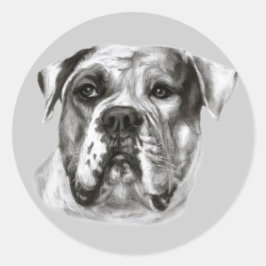 Bulldog schilderij ronde sticker