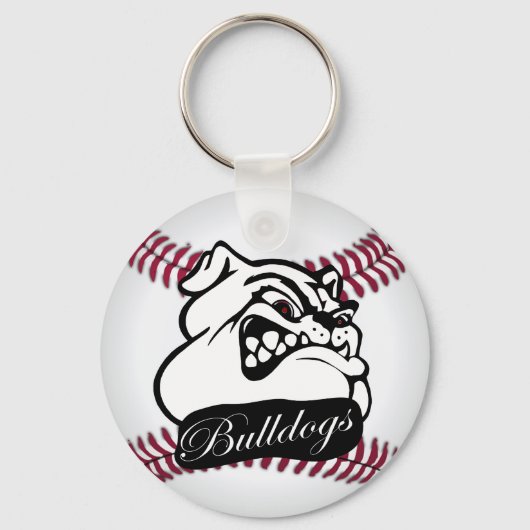 Bulldog School Team Mascot Baseball Sleutelhanger (Voorkant)