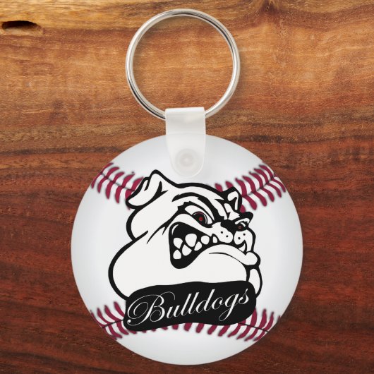 Bulldog School Team Mascot Baseball Sleutelhanger (Voorkant)