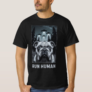 Bulldog Selfie UFO Fun Design Gift T-shirt