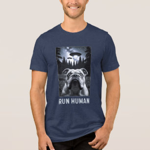 Bulldog Selfie UFO Leuk en eigenzinnig cadeau Tri-Blend Shirt