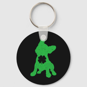 Bulldog Shamrock St Patrick Day Eigenaar Frenchie Sleutelhanger