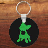 Bulldog Shamrock St Patrick Day Eigenaar Frenchie  Sleutelhanger (Voorkant)