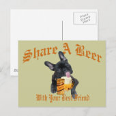 Bulldog Shares a Beer Briefkaart (Voorkant / Achterkant)